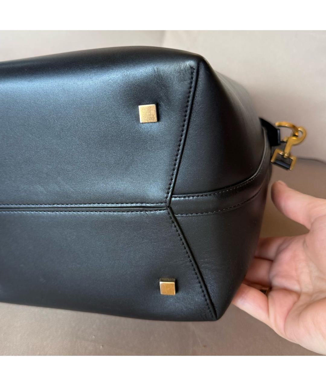 SAINT LAURENT Черная кожаная сумка с короткими ручками, фото 8