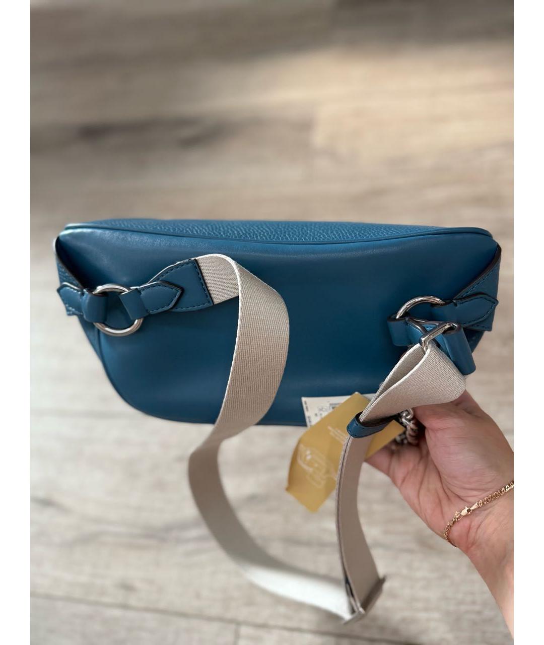 MICHAEL MICHAEL KORS Синяя кожаная поясная сумка, фото 3