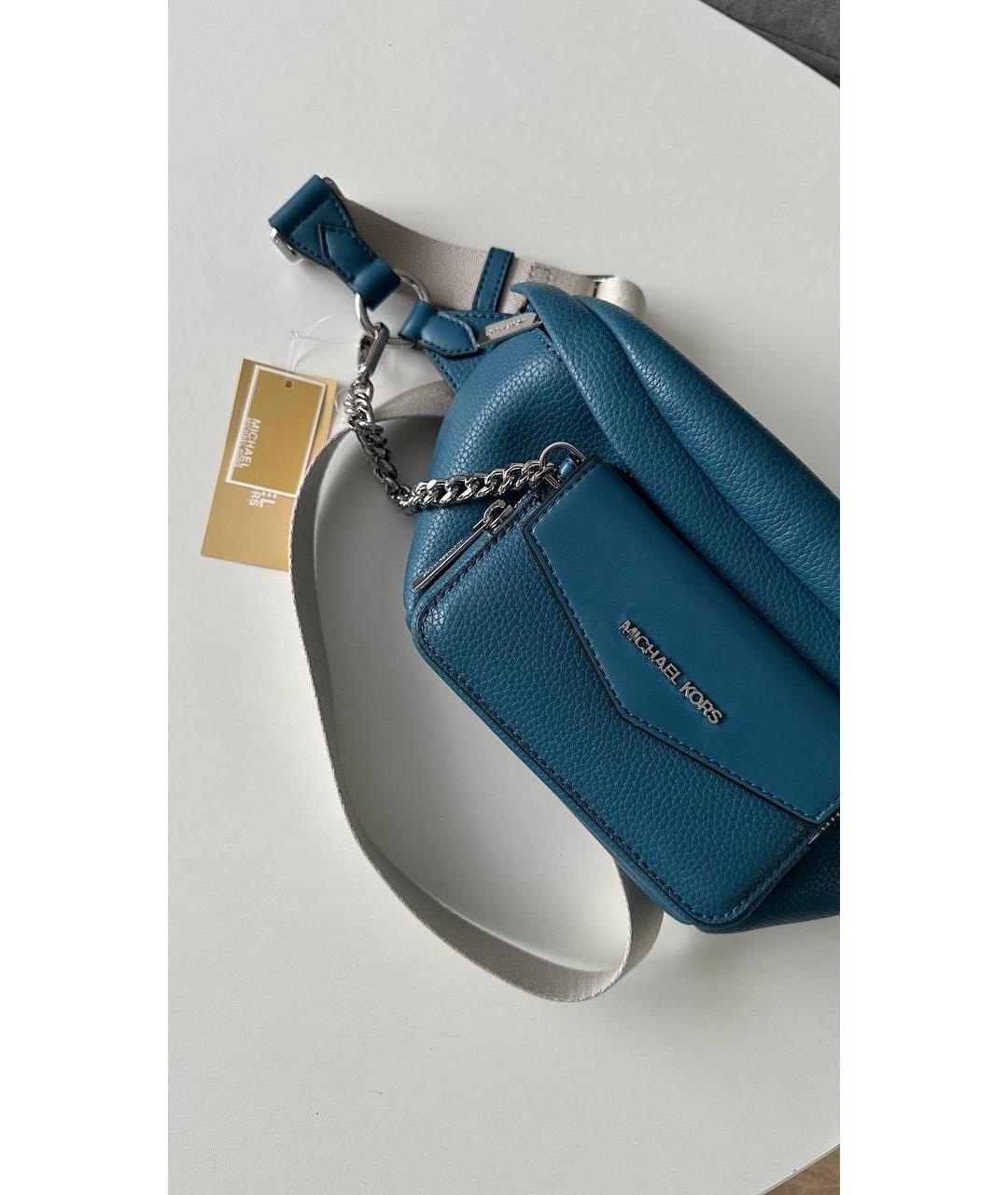 MICHAEL MICHAEL KORS Синяя кожаная поясная сумка, фото 5