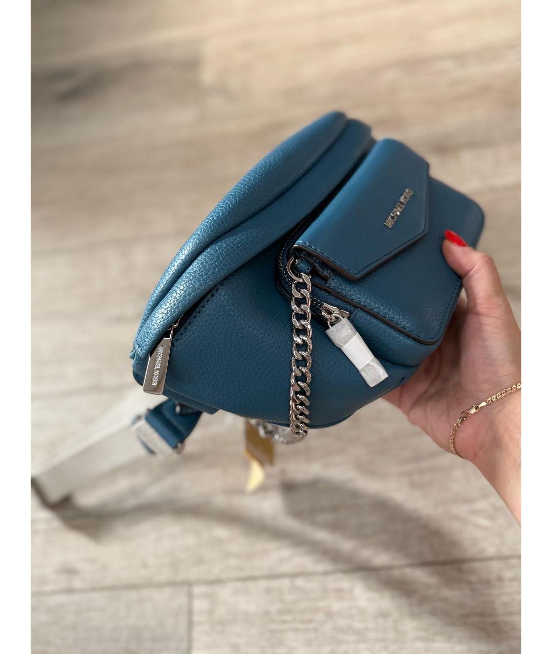 MICHAEL MICHAEL KORS Синяя кожаная поясная сумка, фото 2