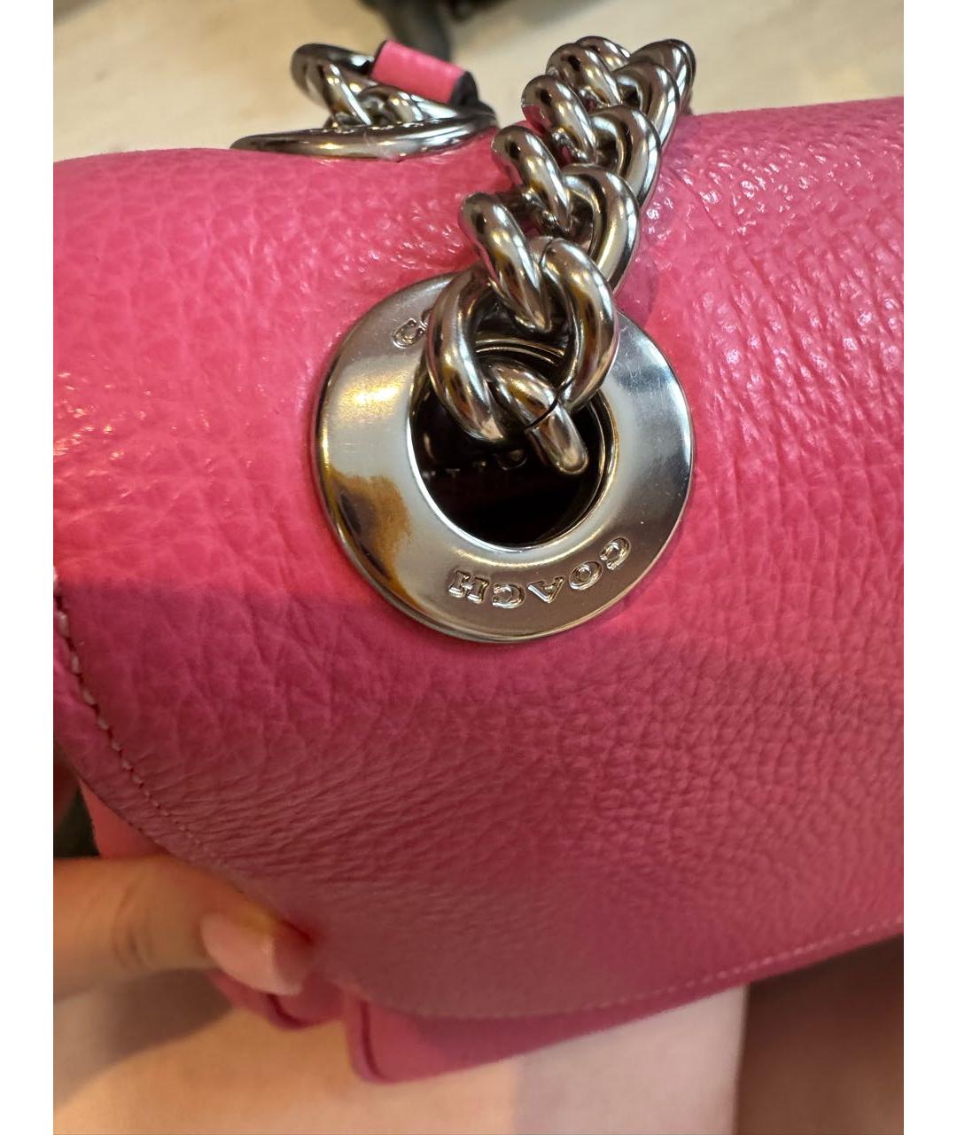 COACH Фуксия кожаная сумка через плечо, фото 6