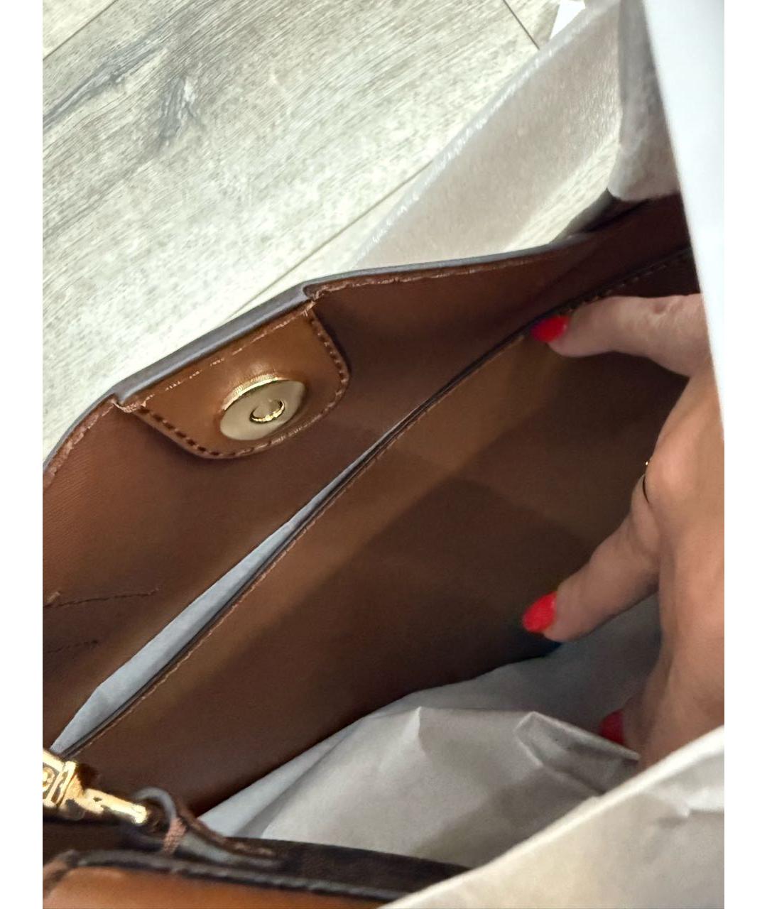 MICHAEL MICHAEL KORS Коричневая кожаная сумка тоут, фото 4