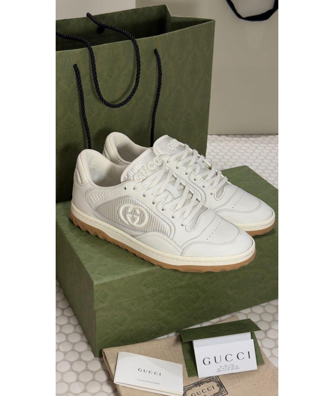 GUCCI Белые кожаные кроссовки, фото 8