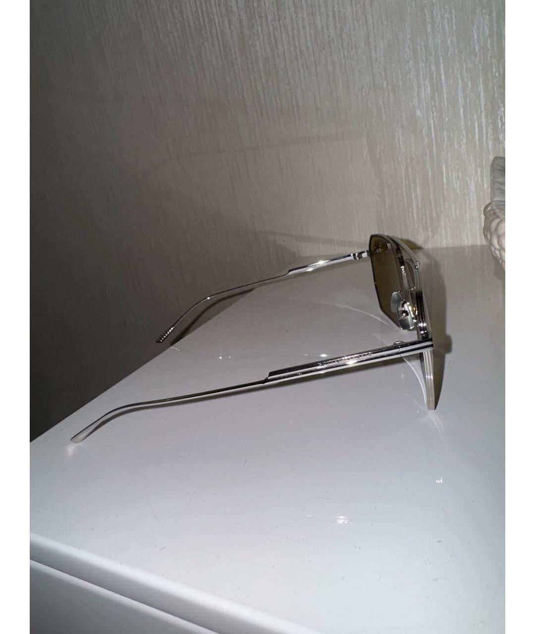 BOTTEGA VENETA Серебряные металлические солнцезащитные очки, фото 2
