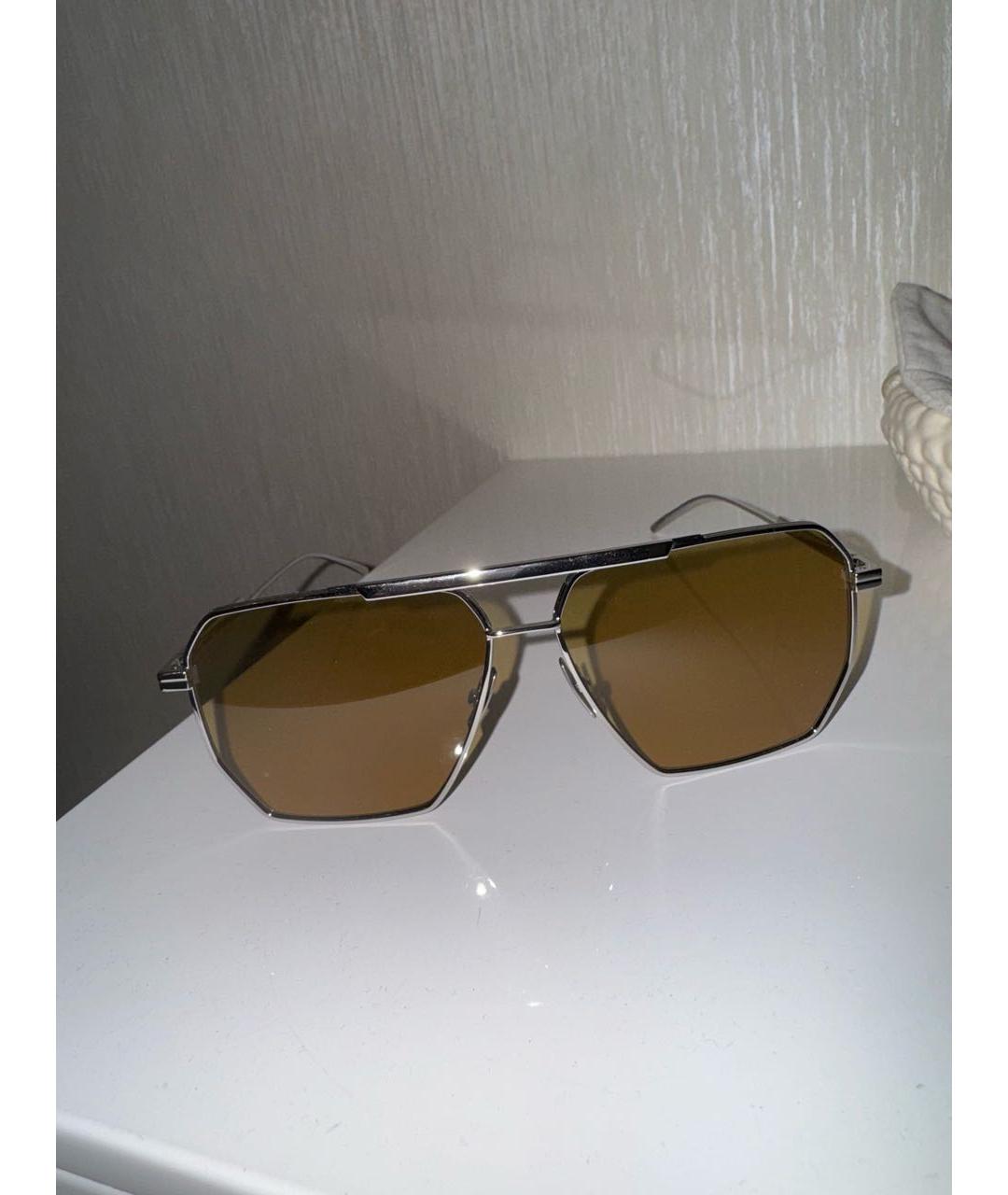 BOTTEGA VENETA Серебряные металлические солнцезащитные очки, фото 5