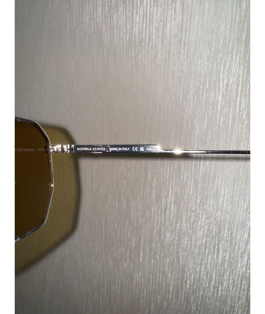 BOTTEGA VENETA Серебряные металлические солнцезащитные очки, фото 4