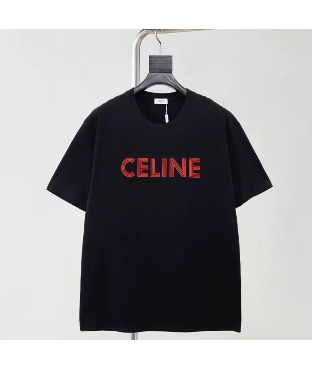 CELINE Черная хлопковая футболка, фото 2