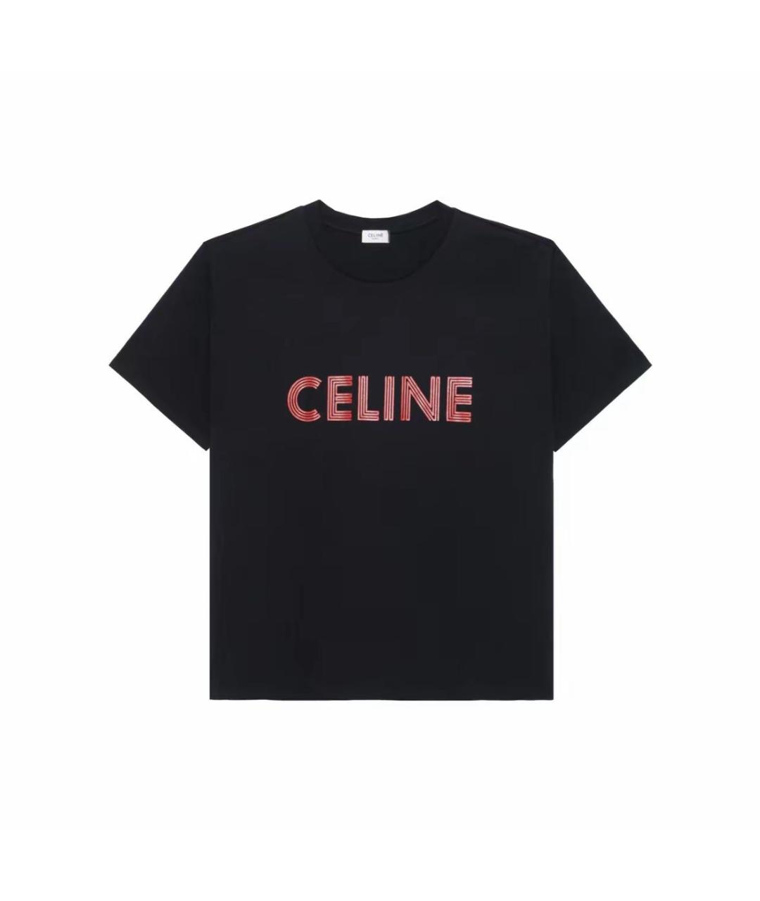 CELINE Черная хлопковая футболка, фото 1