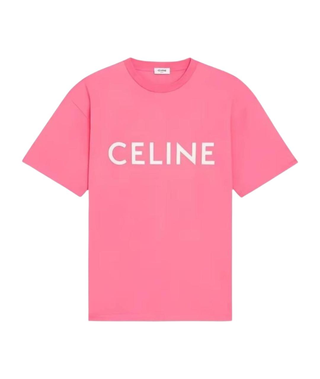 CELINE Розовая хлопковая футболка, фото 1