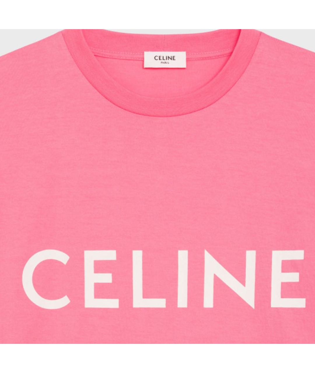 CELINE Розовая хлопковая футболка, фото 2