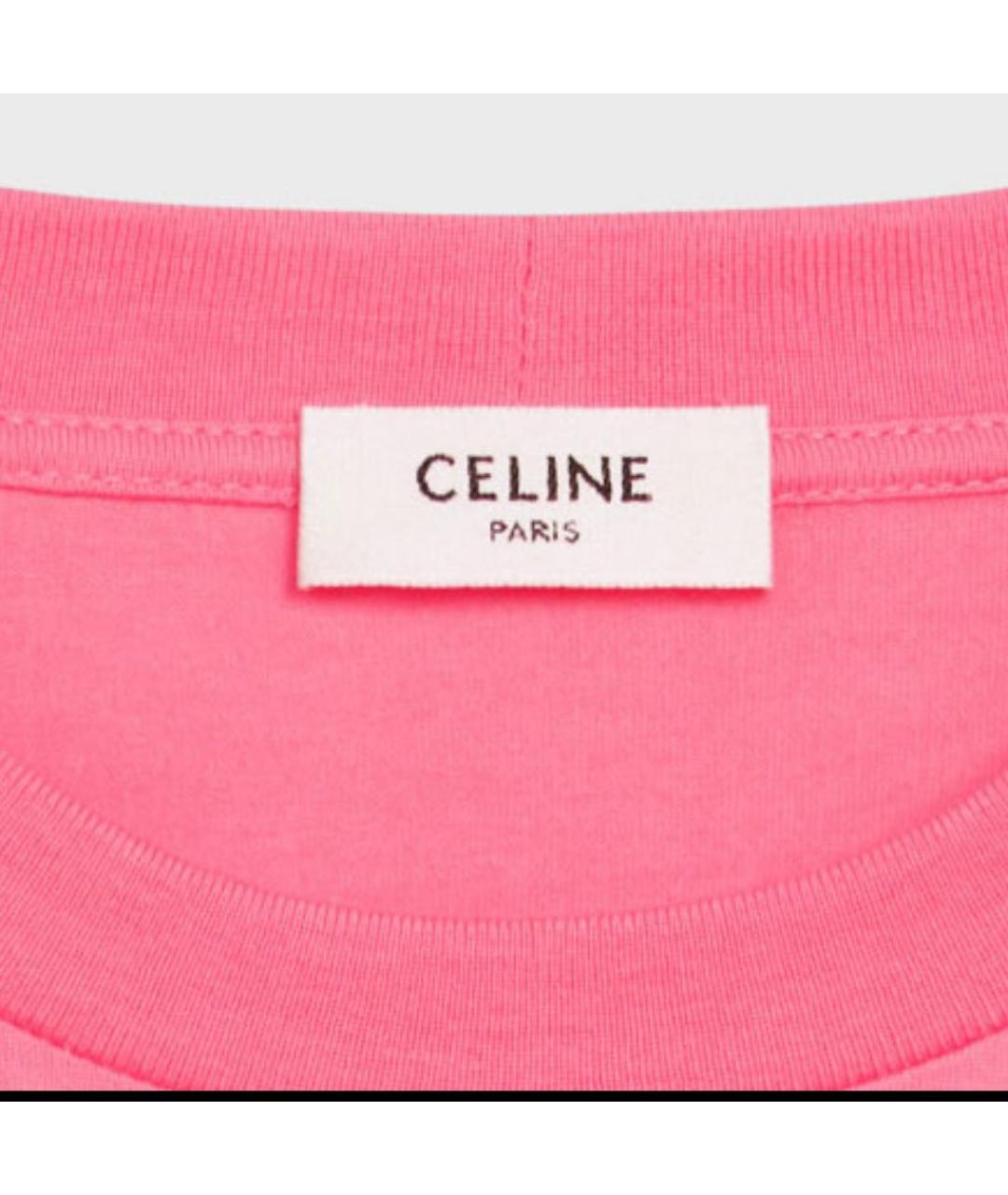 CELINE Розовая хлопковая футболка, фото 3