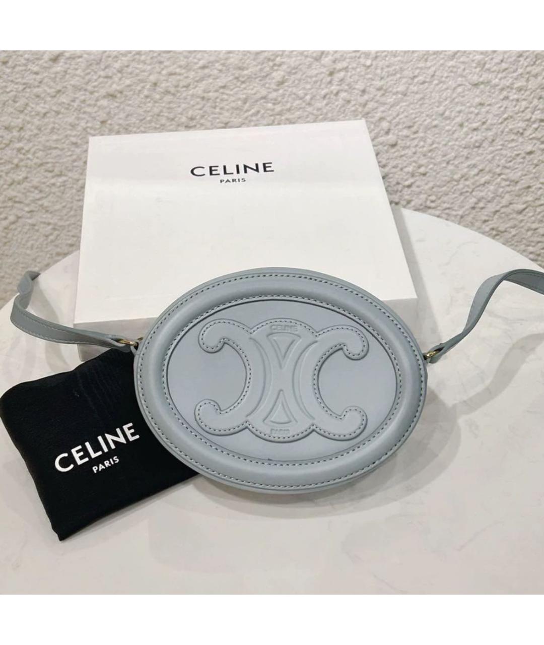CELINE Голубая кожаная сумка через плечо, фото 2