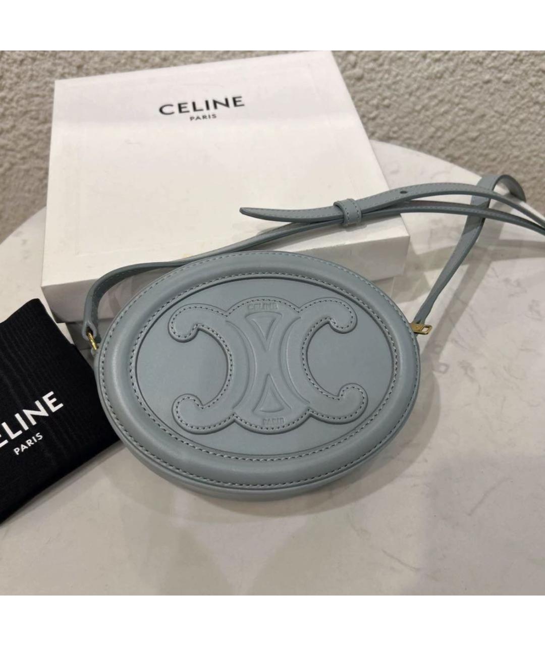 CELINE Голубая кожаная сумка через плечо, фото 3