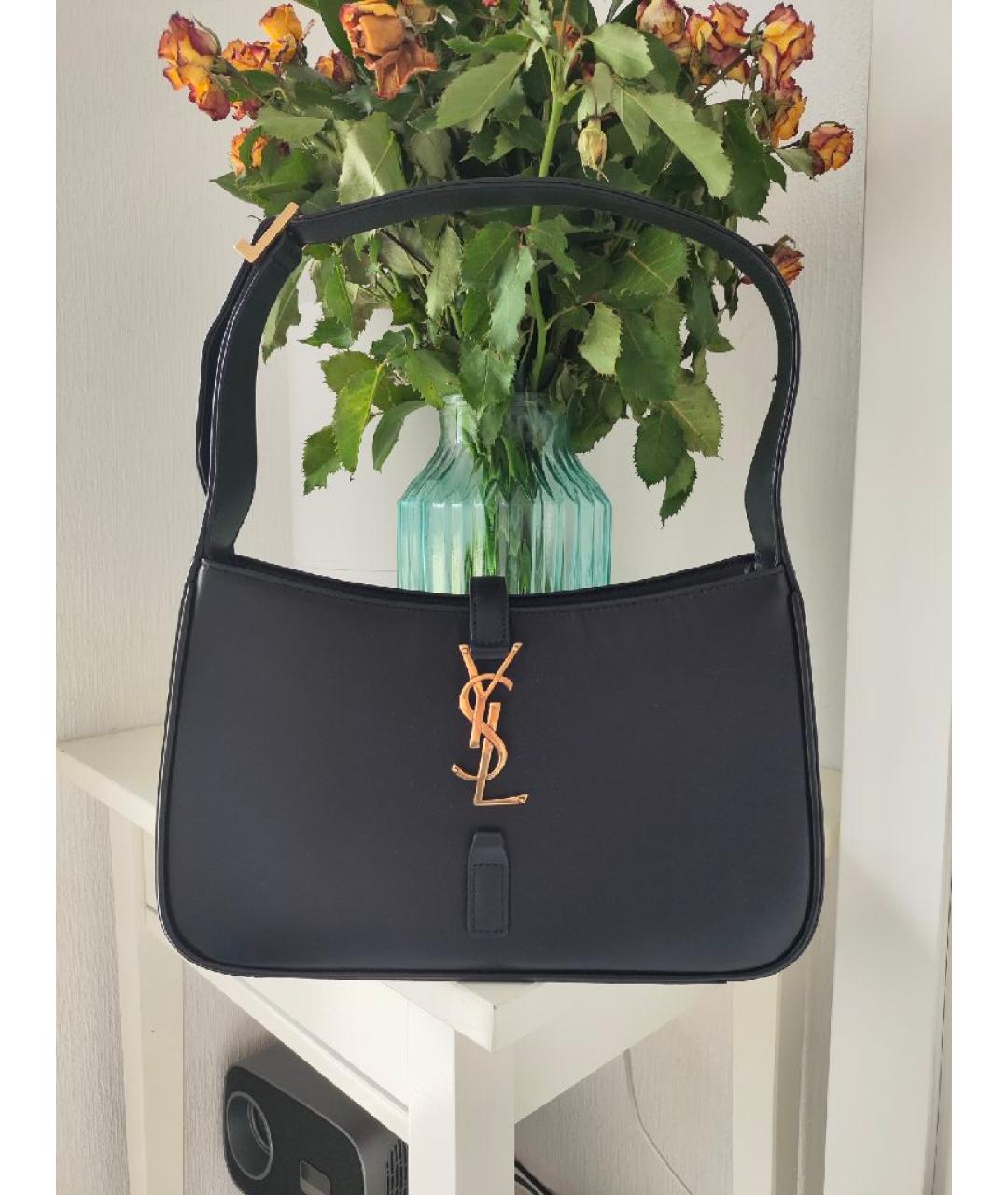 SAINT LAURENT Черная кожаная сумка с короткими ручками, фото 6