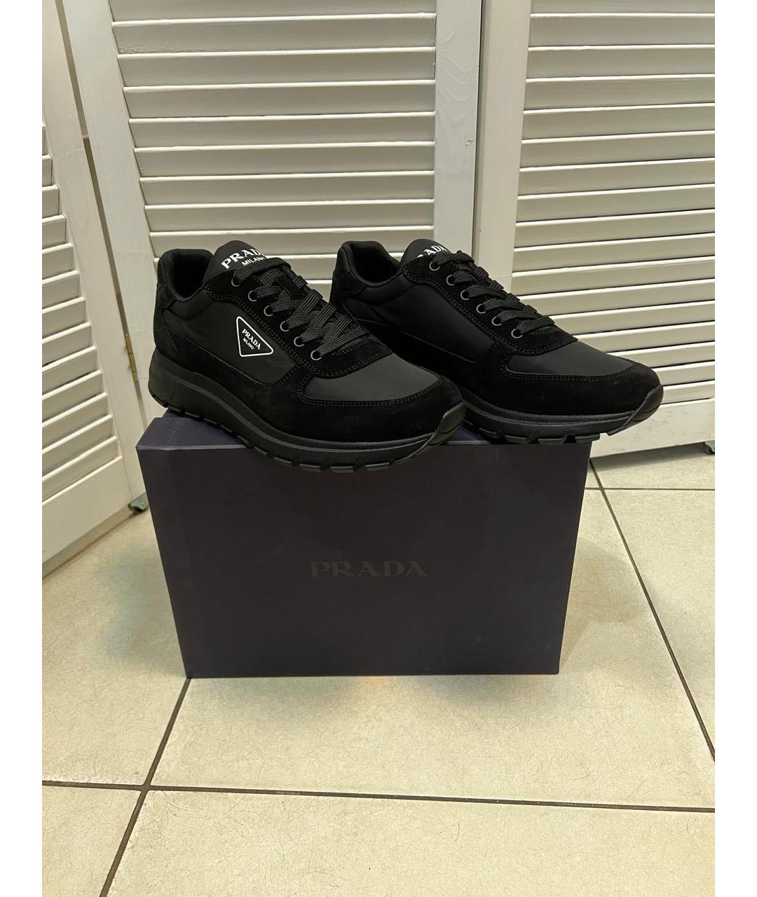 PRADA Черные низкие кроссовки / кеды, фото 5