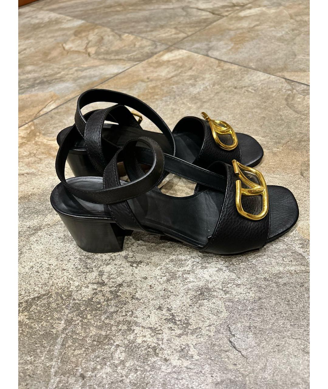 VALENTINO Черные кожаные босоножки, фото 8