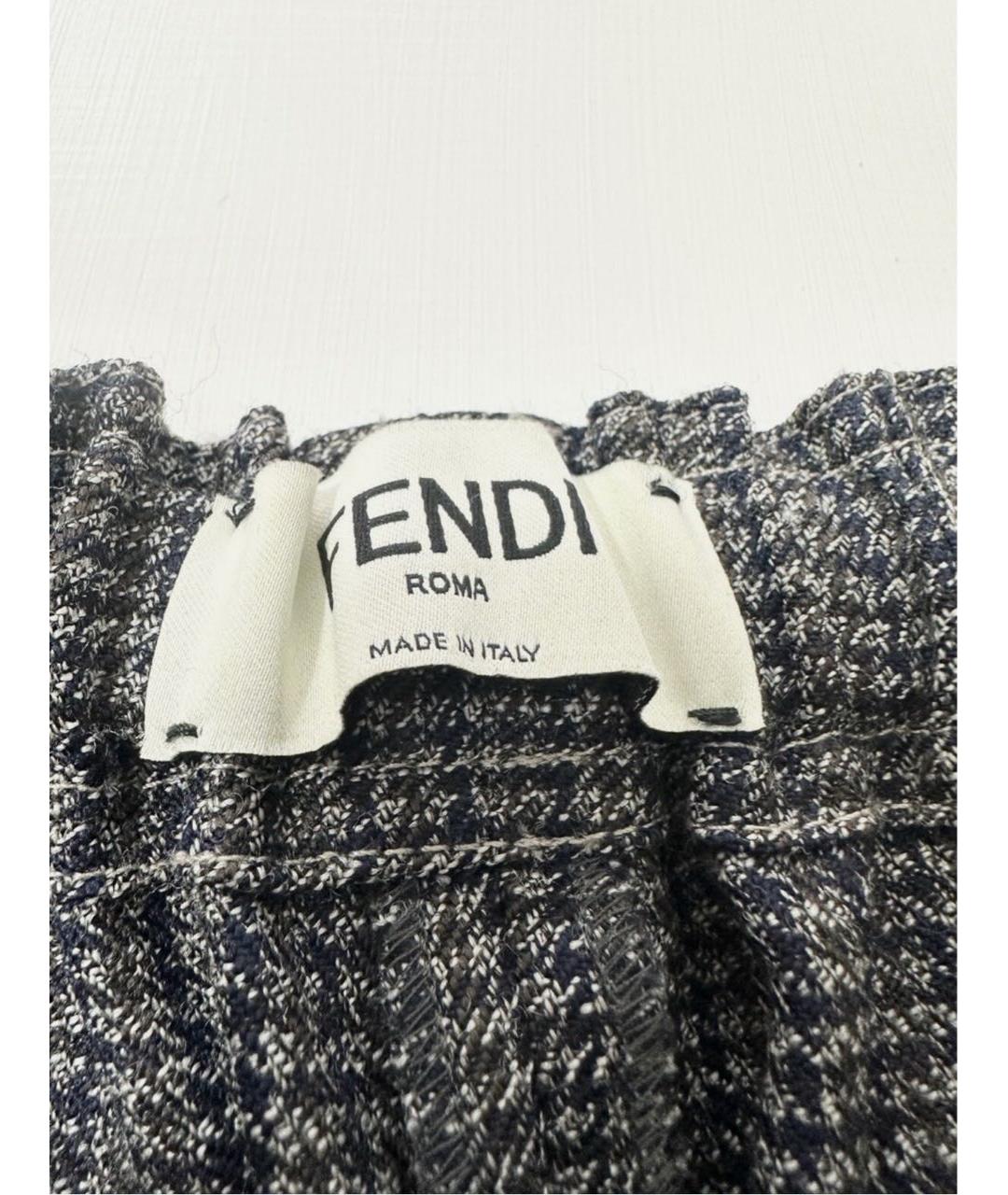 FENDI Серые шерстяные брюки узкие, фото 3