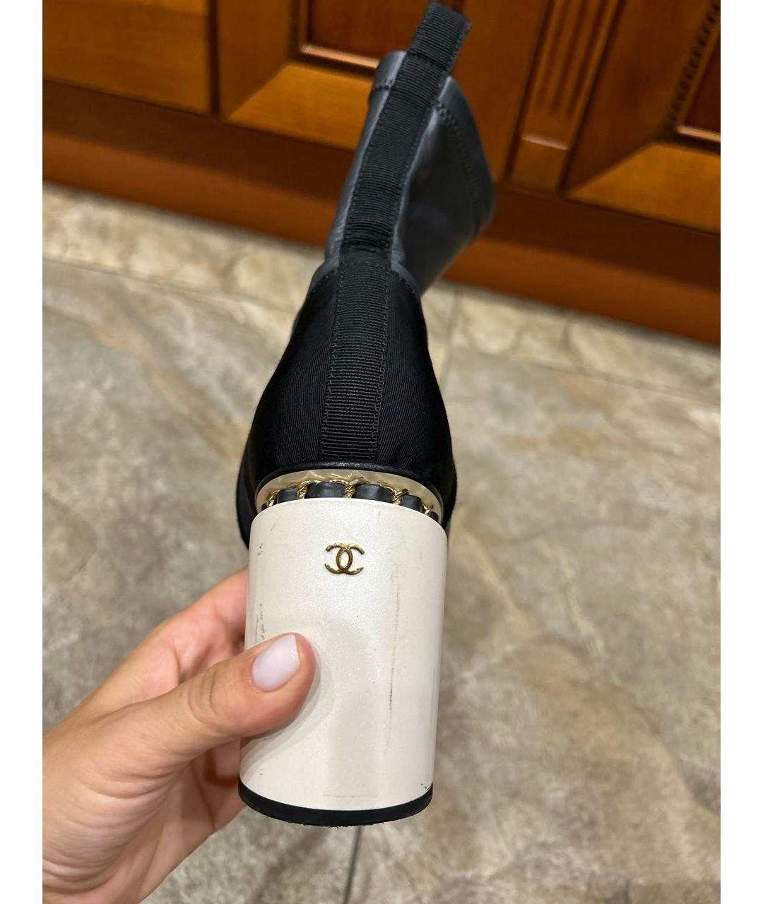 CHANEL Темно-синие кожаные полусапоги, фото 8