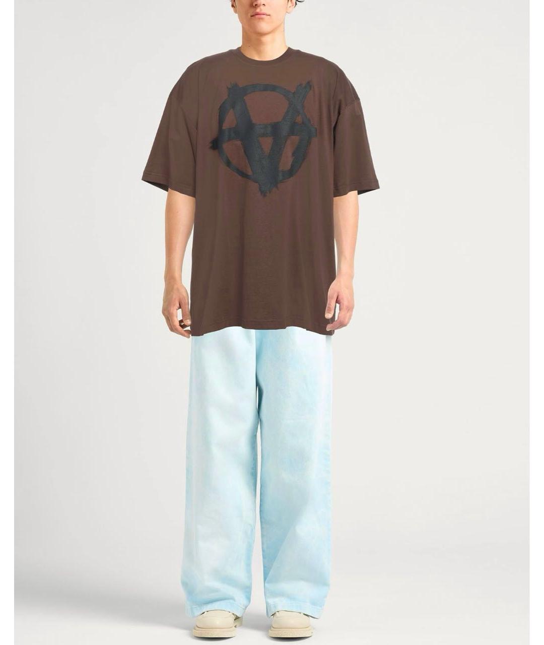 VETEMENTS Коричневая хлопковая футболка, фото 2