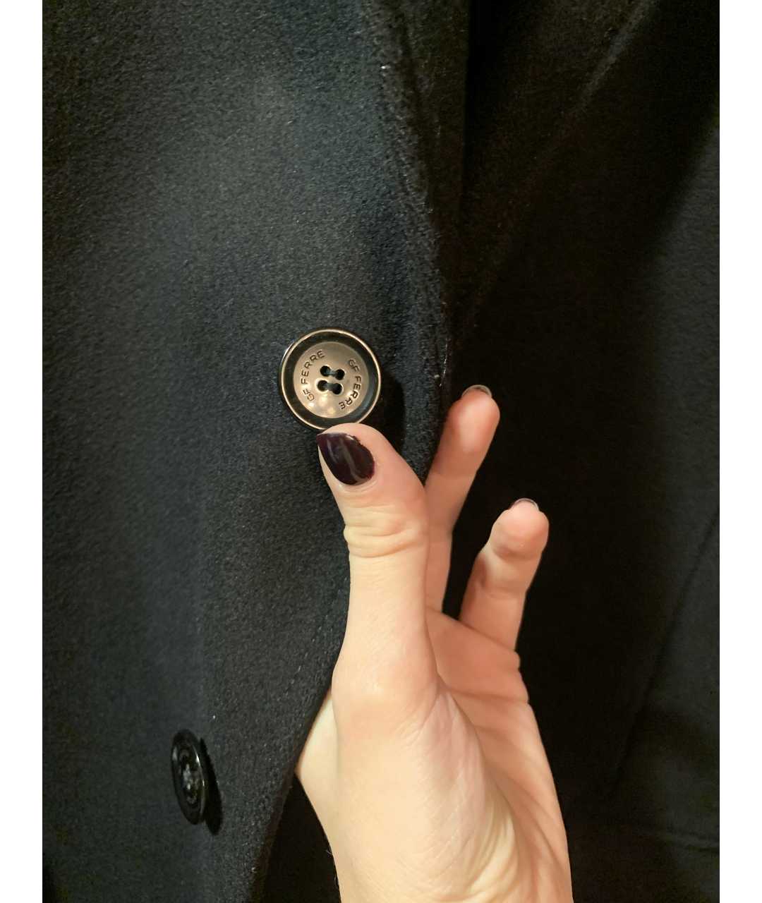 GIANFRANCO FERRE Черное шерстяное пальто, фото 4