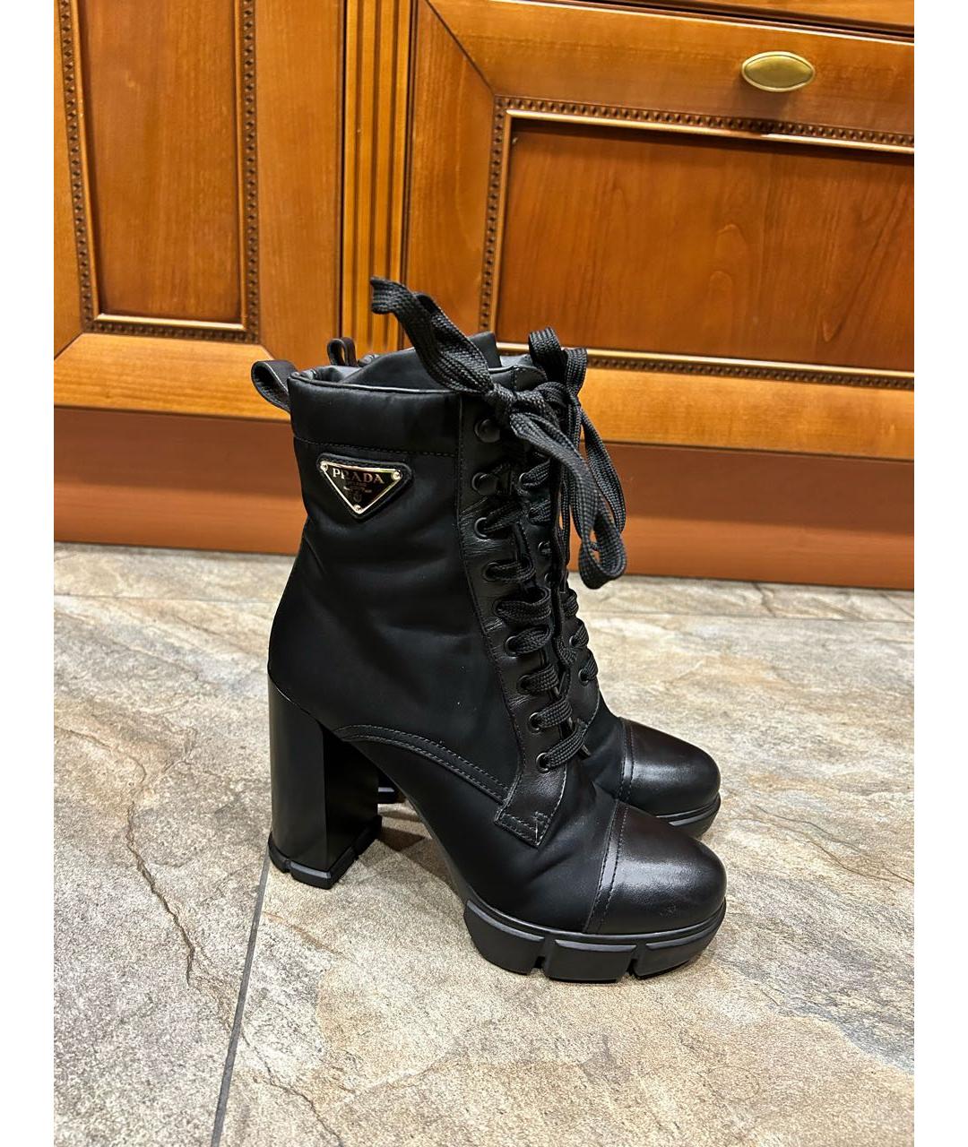PRADA Черные кожаные ботильоны, фото 5