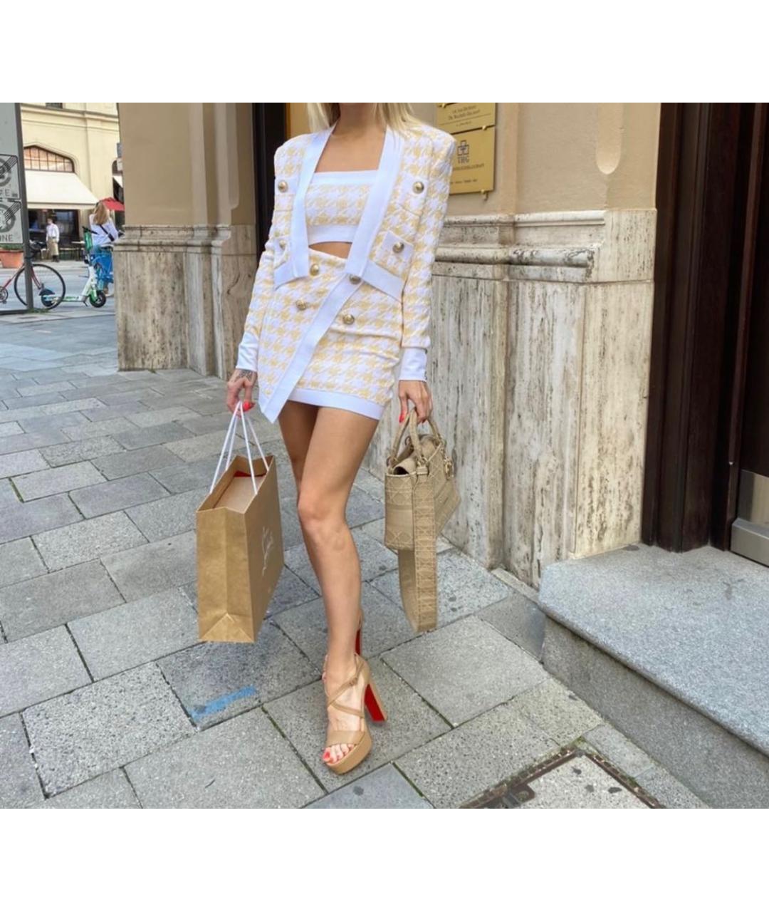 BALMAIN Белый вискозный костюм с юбками, фото 5
