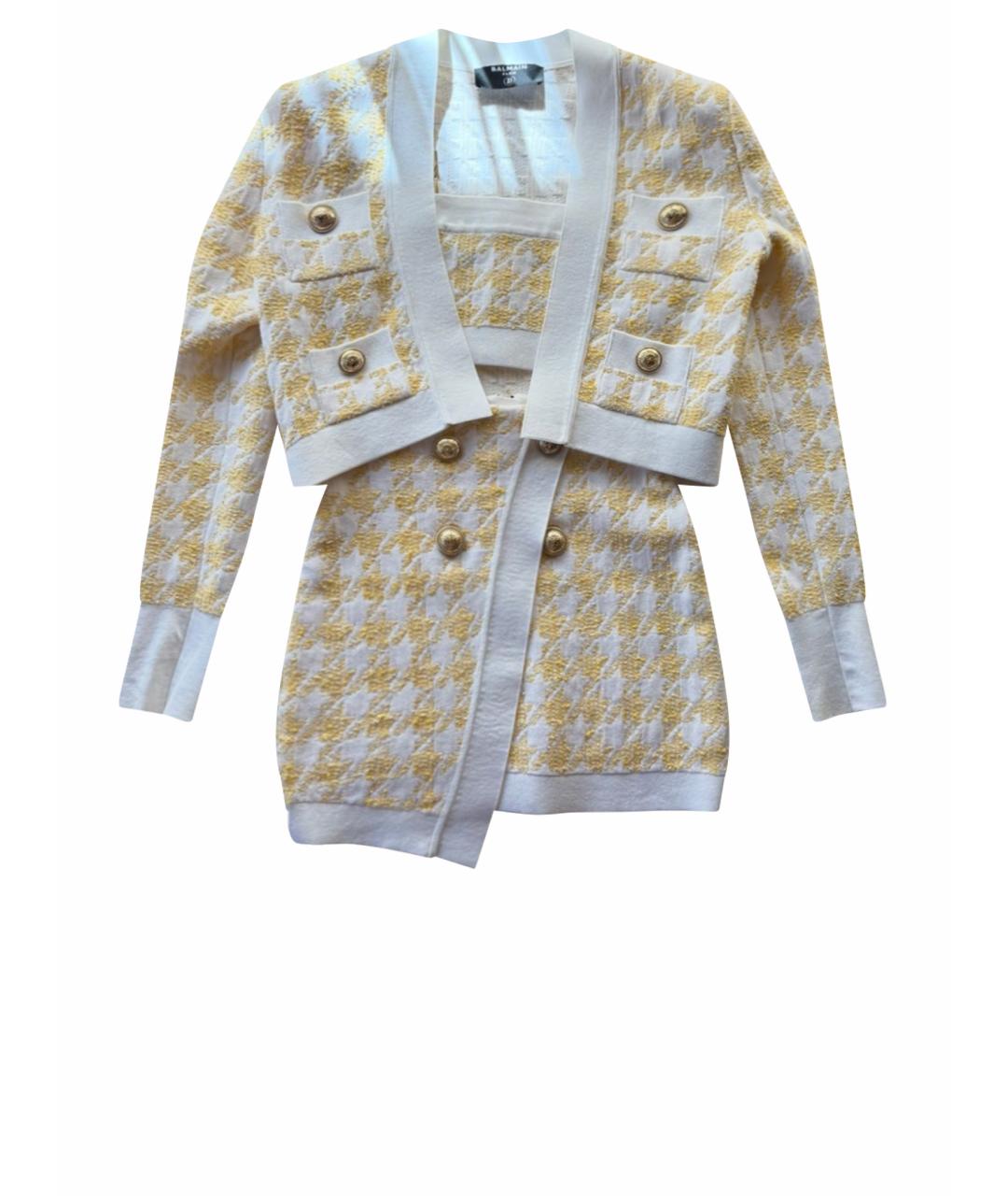 BALMAIN Белый вискозный костюм с юбками, фото 9