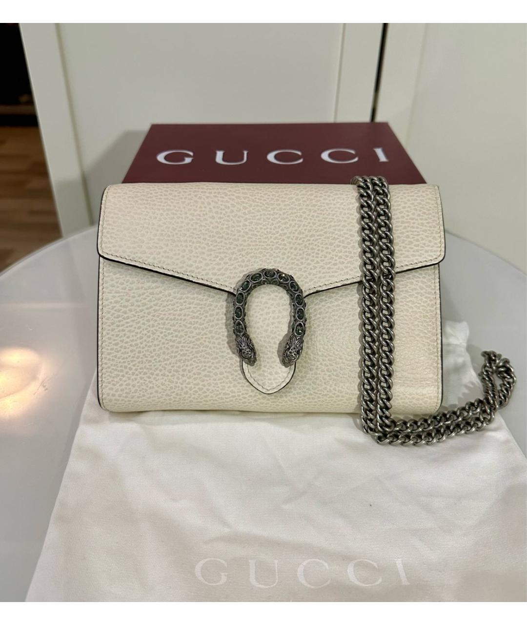 GUCCI Белая кожаная сумка через плечо, фото 7