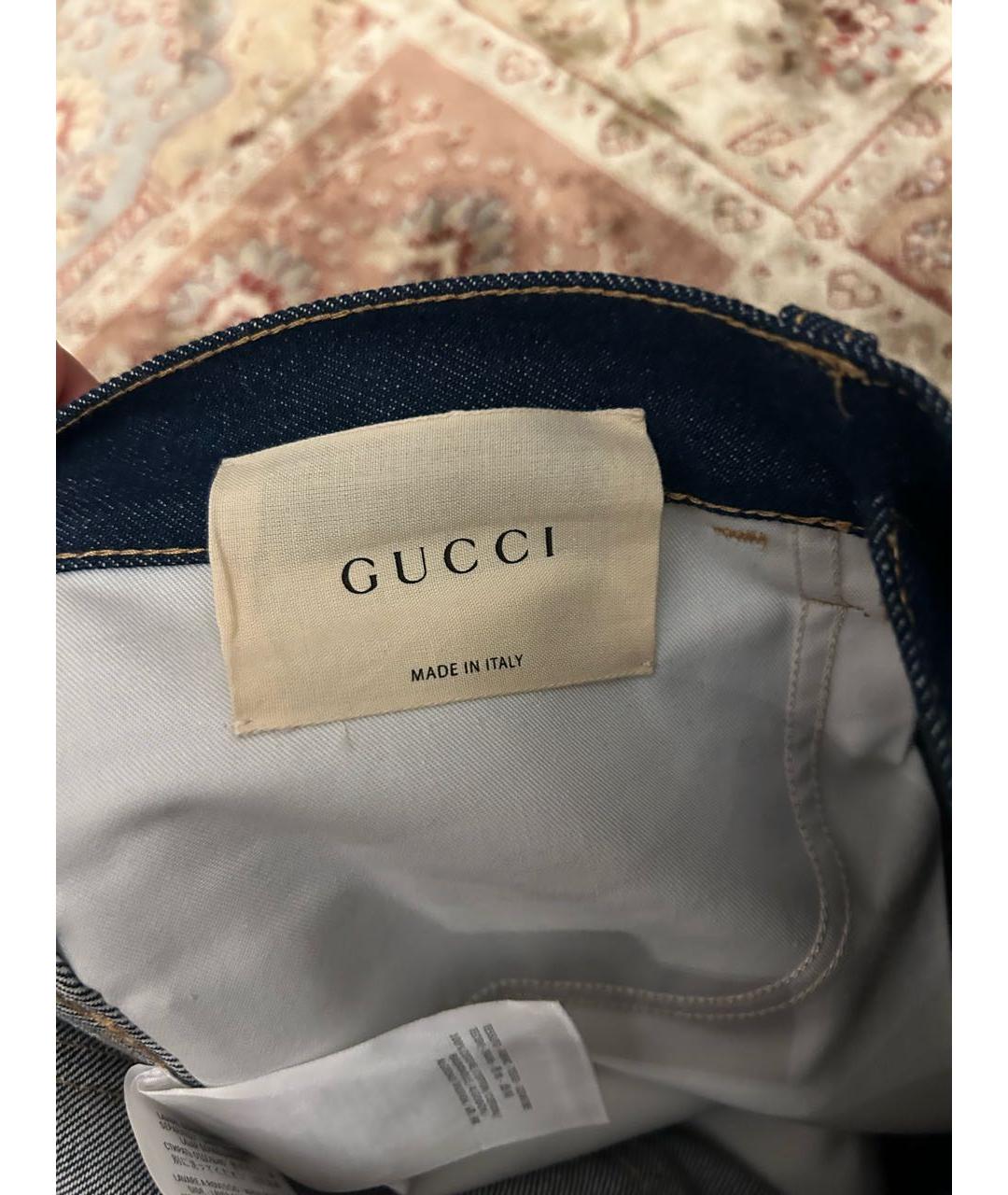 GUCCI Темно-синие хлопковые джинсы скинни, фото 5