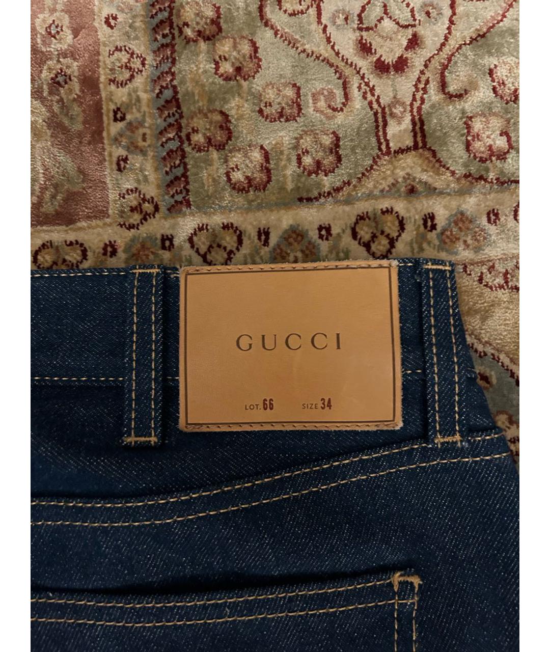 GUCCI Темно-синие хлопковые джинсы скинни, фото 3