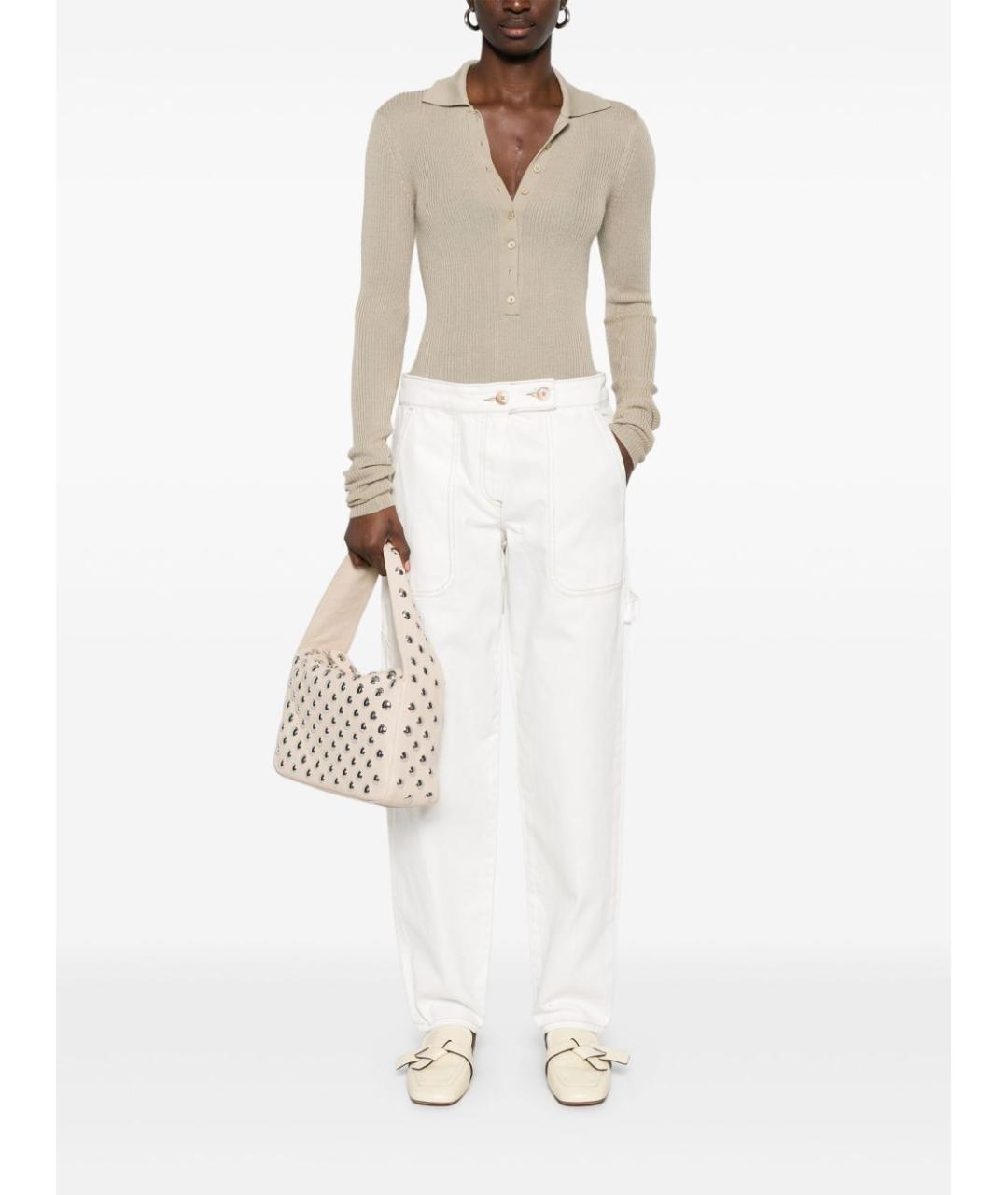 EMPORIO ARMANI Белые хлопковые прямые джинсы, фото 3
