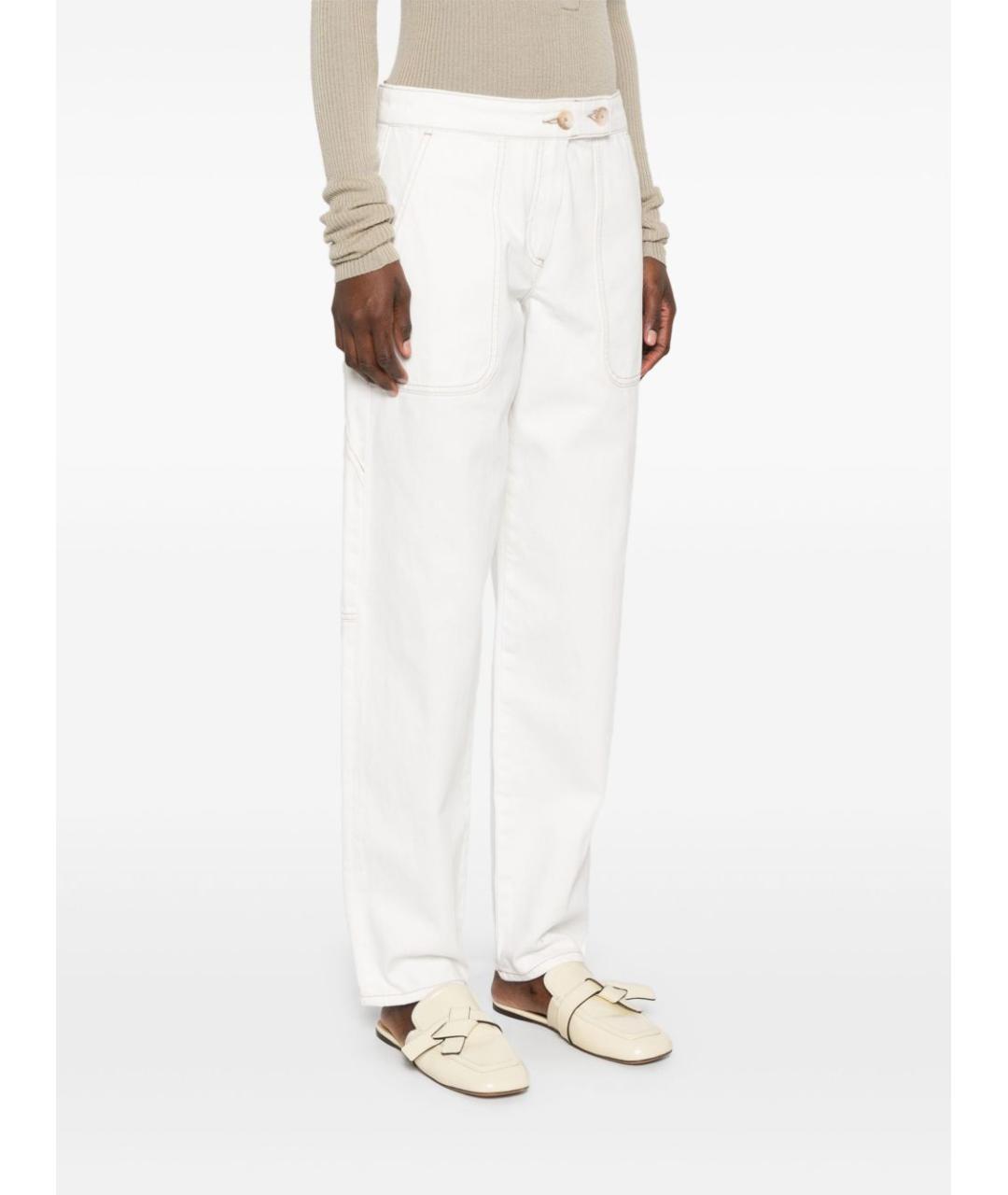 EMPORIO ARMANI Белые хлопковые прямые джинсы, фото 4