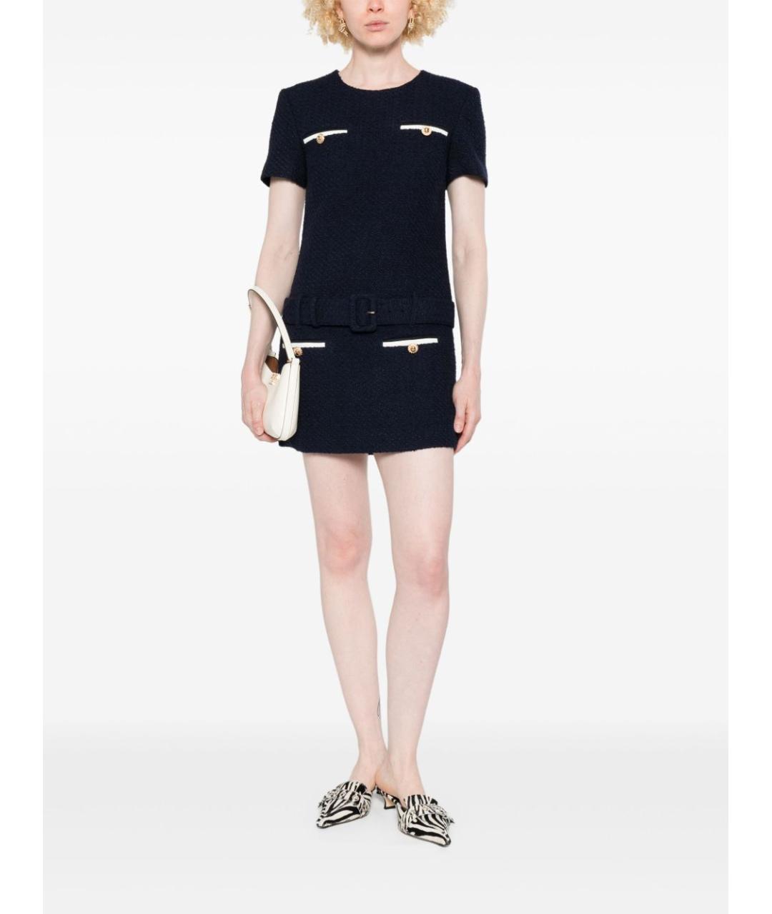 SELF-PORTRAIT Темно-синее полиамидовое платье, фото 4