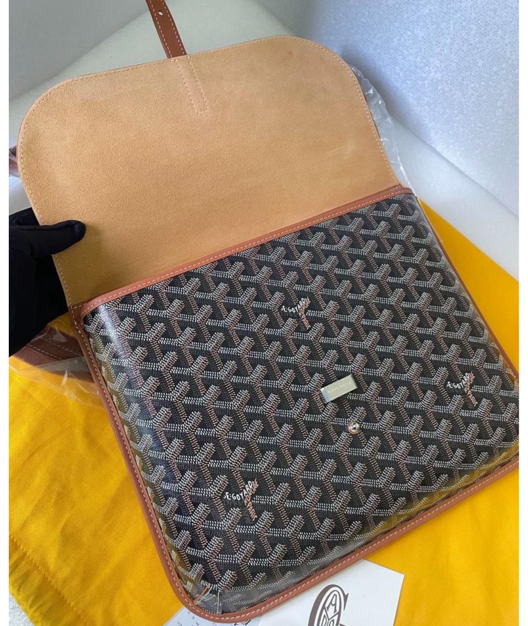 GOYARD Коричневая кожаная сумка на плечо, фото 7
