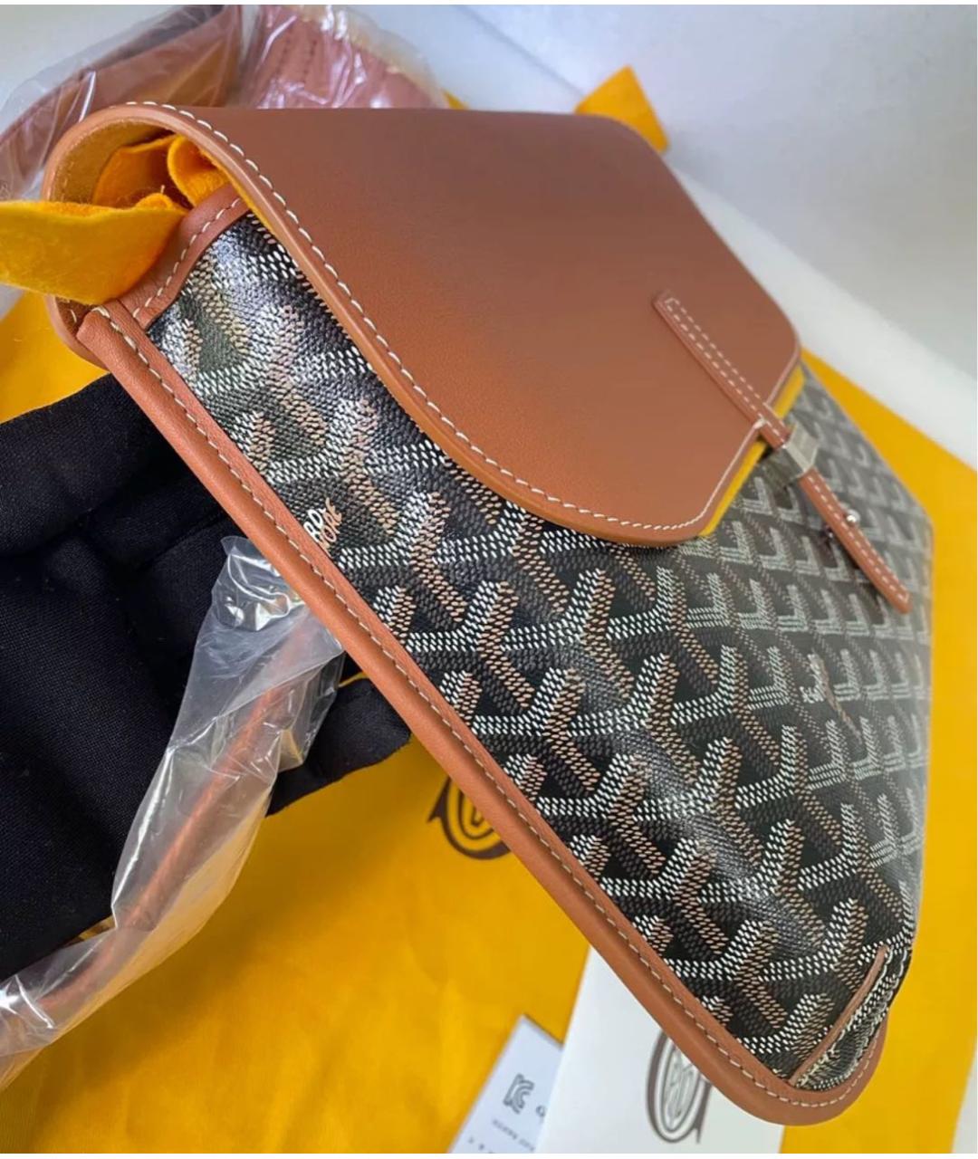 GOYARD Коричневая кожаная сумка на плечо, фото 4