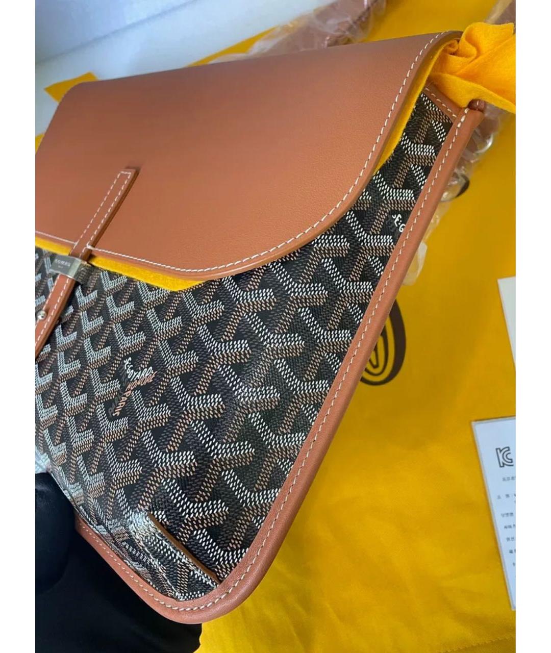 GOYARD Коричневая кожаная сумка на плечо, фото 3