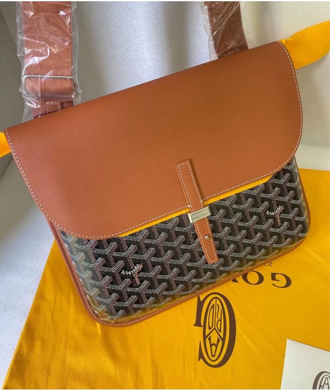 GOYARD Коричневая кожаная сумка на плечо, фото 2