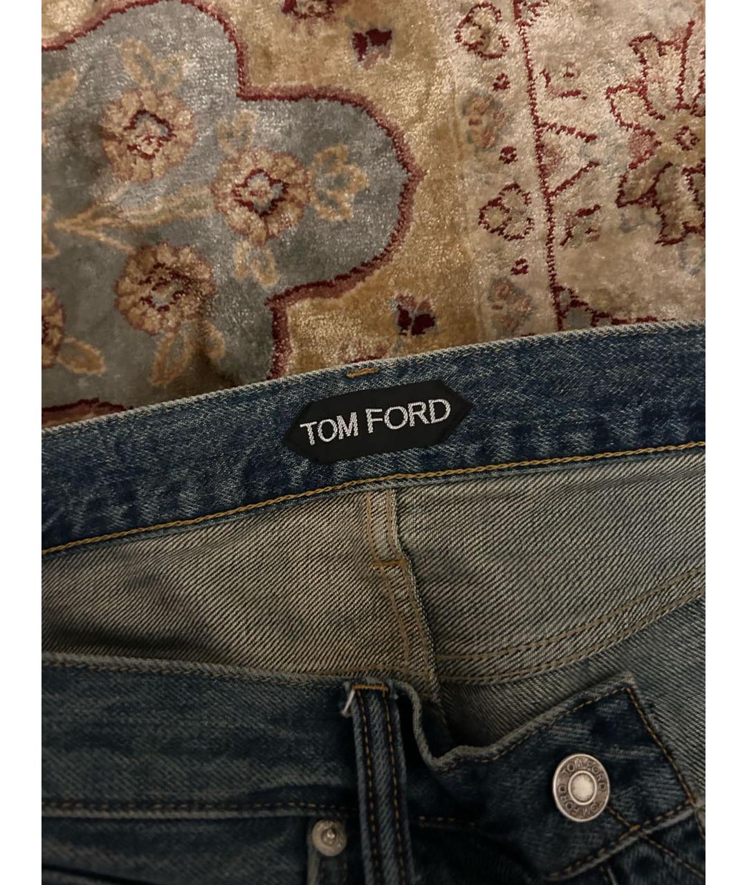 TOM FORD Темно-синие хлопковые прямые джинсы, фото 5