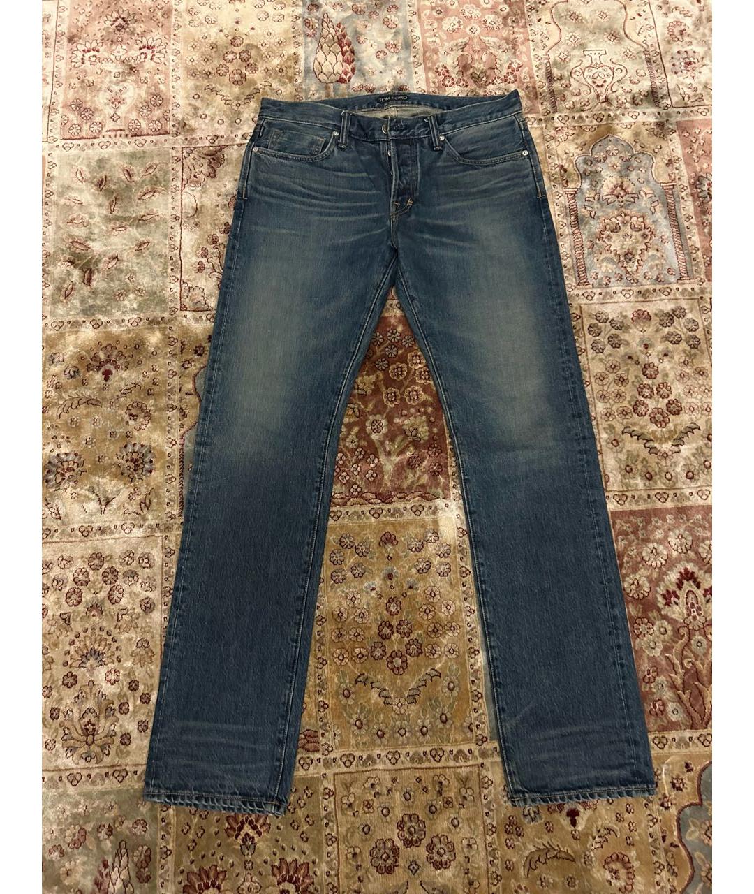 TOM FORD Темно-синие хлопковые прямые джинсы, фото 6