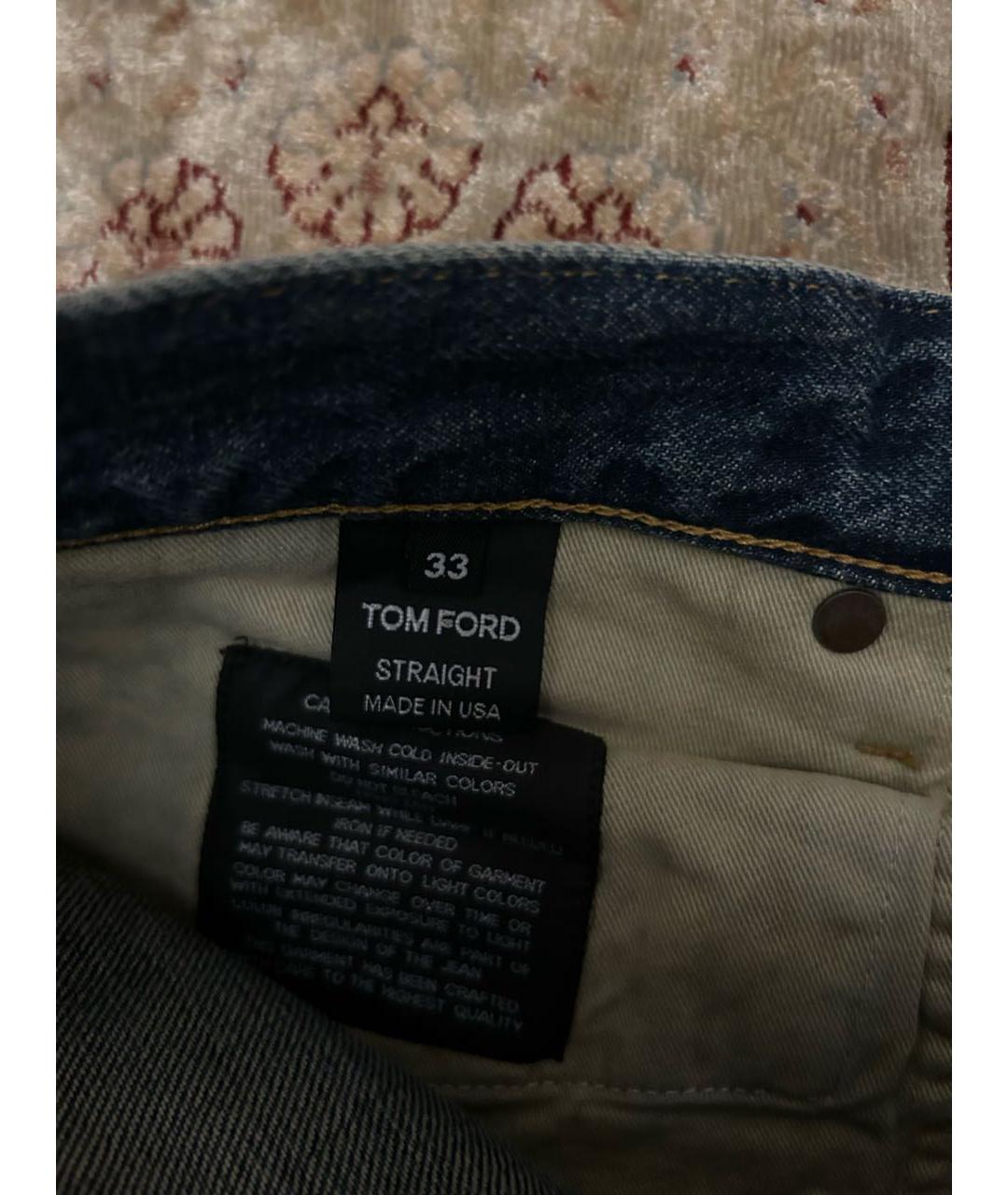 TOM FORD Темно-синие хлопковые прямые джинсы, фото 4