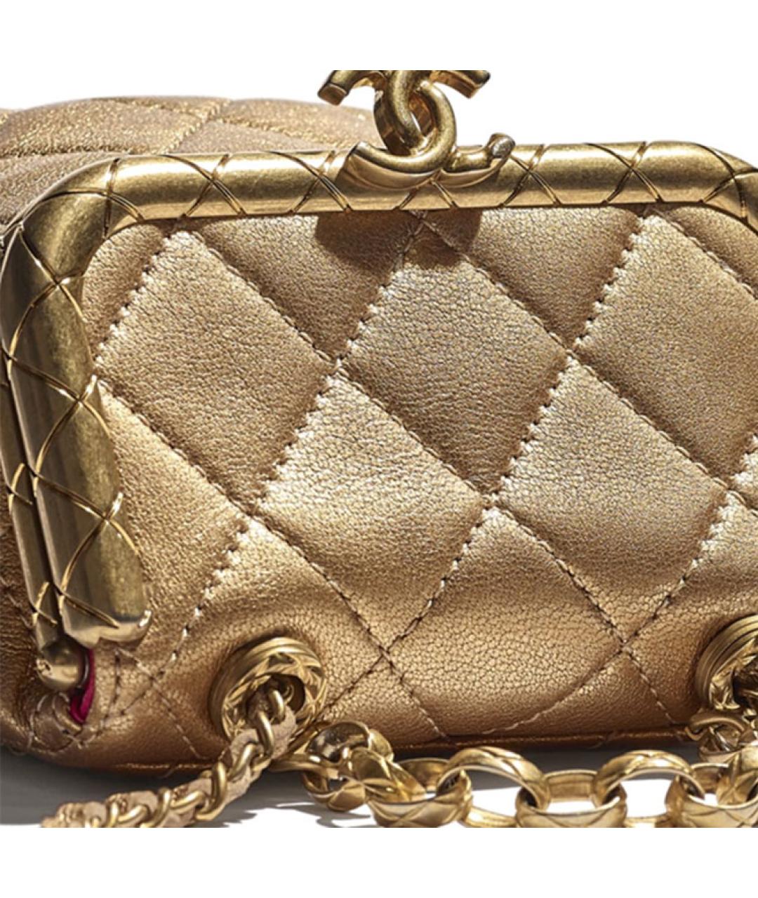 CHANEL Золотая кожаная сумка через плечо, фото 4