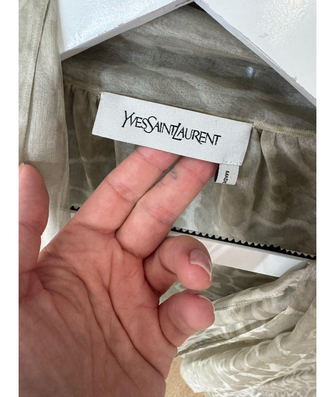 SAINT LAURENT Серая шелковая блузы, фото 3