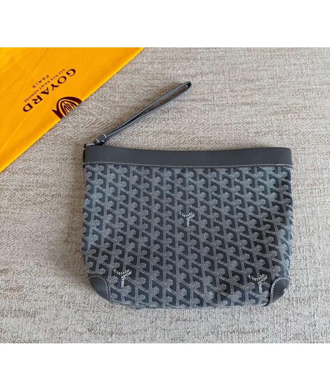 GOYARD Серая кожаная барсетка, фото 2