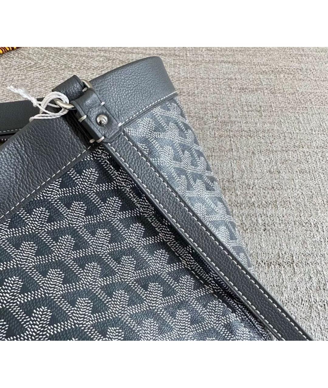 GOYARD Серая кожаная барсетка, фото 5