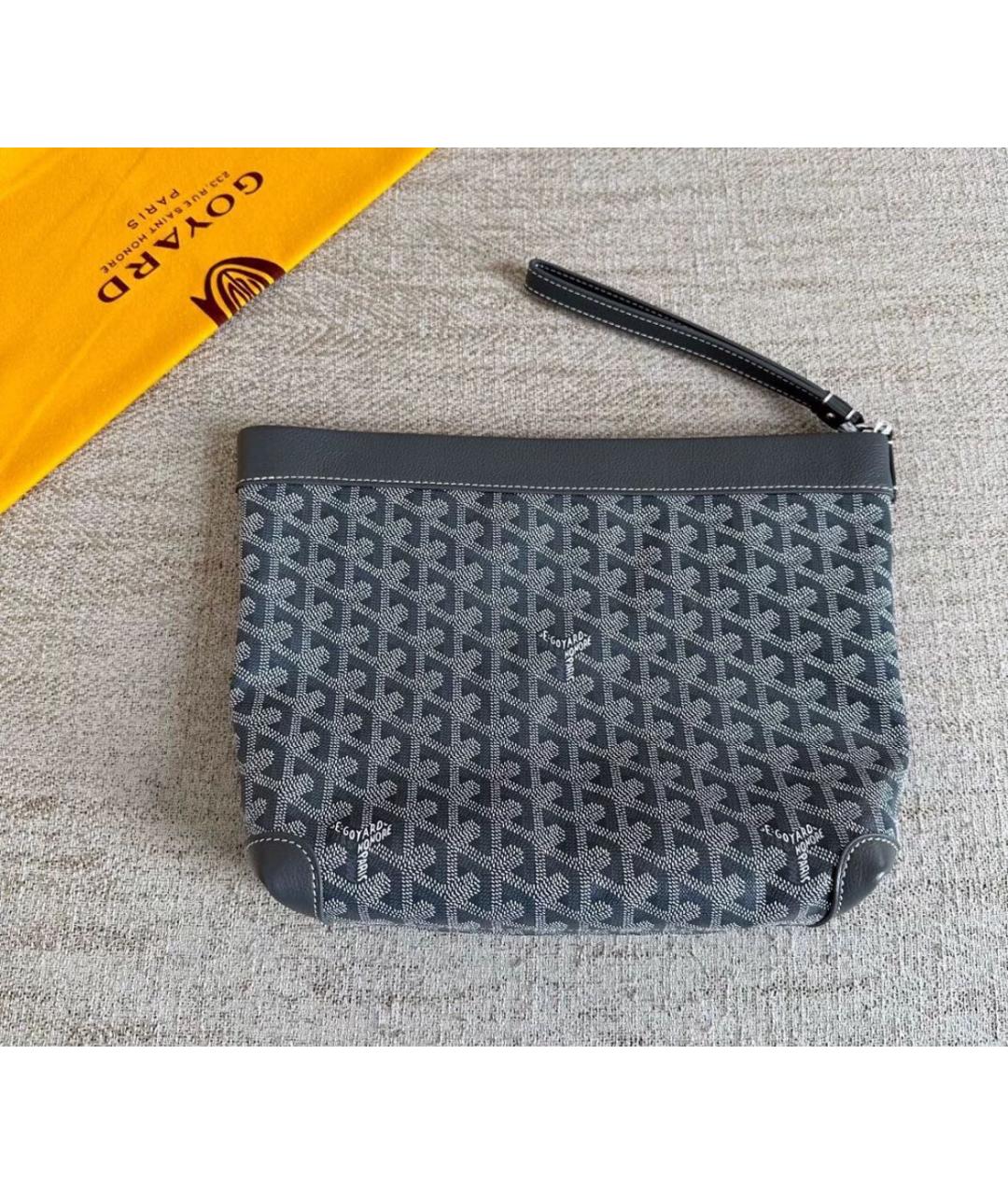 GOYARD Серая кожаная барсетка, фото 3