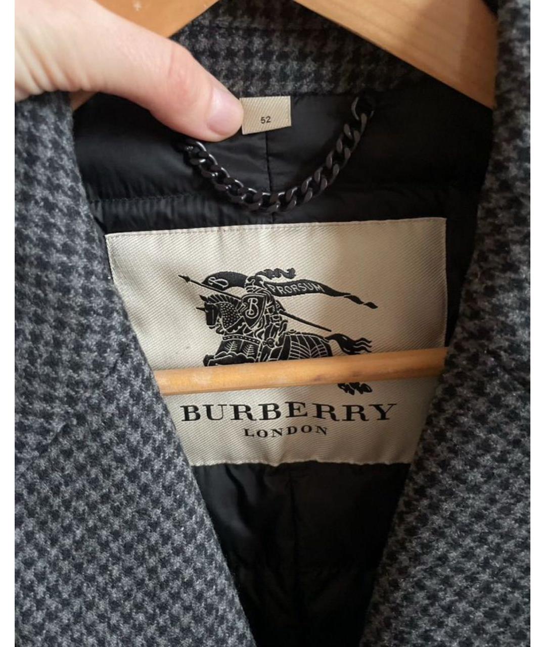 BURBERRY Серое шерстяное пальто, фото 5