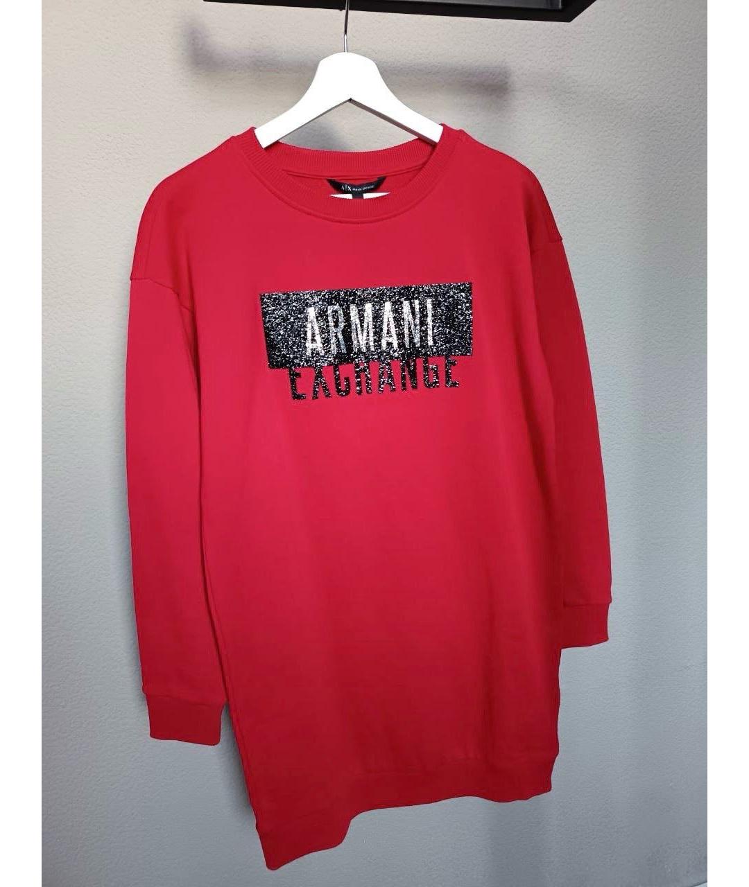 ARMANI EXCHANGE Красное хлопковое повседневное платье, фото 8