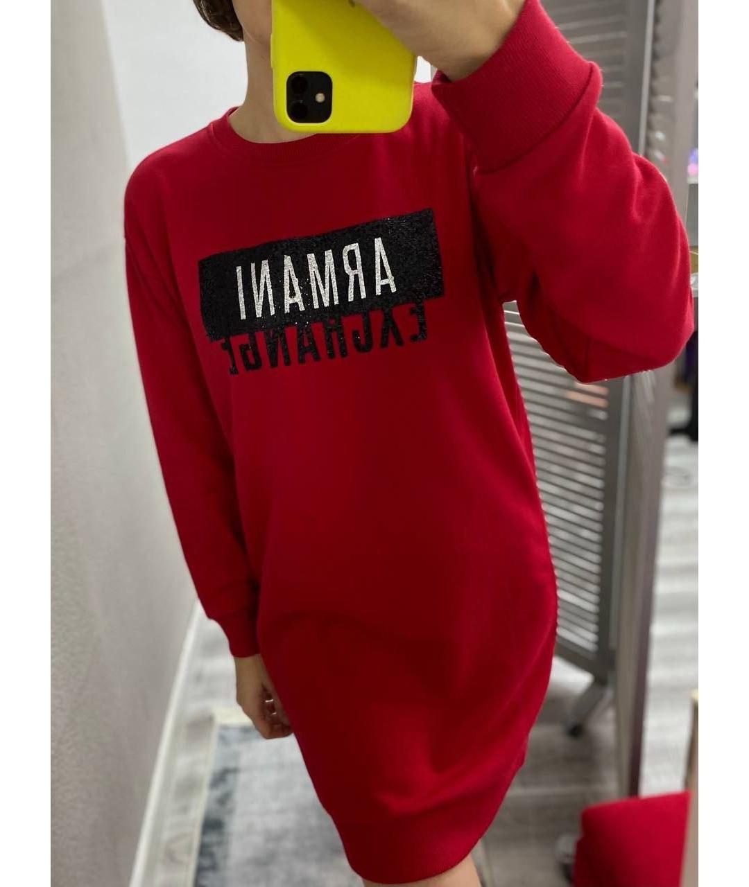 ARMANI EXCHANGE Красное хлопковое повседневное платье, фото 6