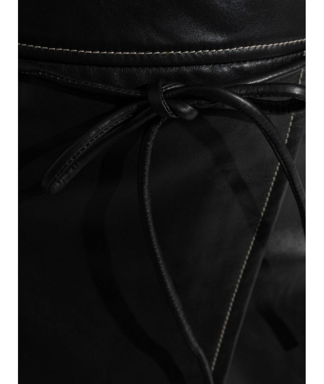 PS BY PAUL SMITH Черная кожаная юбка мини, фото 2