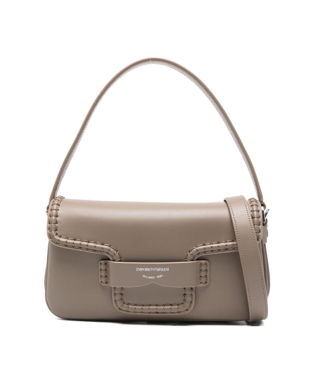 EMPORIO ARMANI Бежевая кожаная сумка через плечо, фото 1